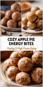 A plate of Apple Pie Energy Bites made with oats and nut butter as Freezer Energy Balls.